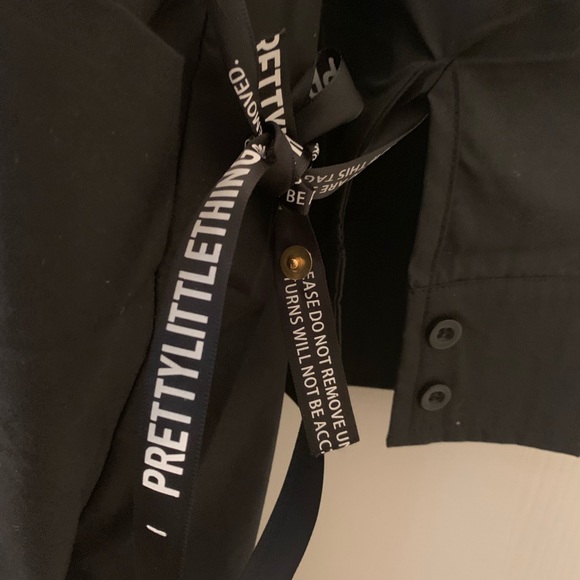 Black Plunge Knot Detail Shirt Dress - Picture 8 of 8